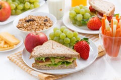Healthy School Breakfast With Fresh Fruits And Vegetables Royalty Free Stock Photo