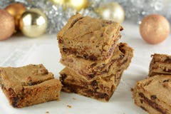 Healthy Sugar-Free High-Protein Chickpea Christmas Blondies - A Healthy Holiday Dessert Royalty Free Stock Photos