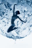 Healthy woman inside of blue water sphere Stock Photos Healthy woman inside of blue water sphere Stock Photos