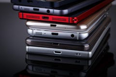 Heap Of Electronical Devices Close Up - Smartphones Stock Photography