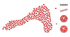 Heart Collage Map of Koh Lipe and Grunge Stamps for Valentines royalty free illustration Heart Collage Map of Koh Lipe and Grunge Stamps for Valentines royalty free illustration