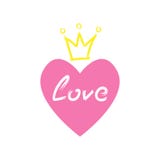 Heart with crown and love text drawn by hand with watercolor brush. Sketch, grunge, paint. stock illustration Heart with crown and love text drawn by hand with watercolor brush. Sketch, grunge, paint. stock illustration