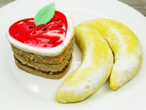 Heart Form And Banana Cakes Sweet Food Dessert On Valentines Day Royalty Free Stock Image Heart Form And Banana Cakes Sweet Food Dessert On Valentines Day Royalty Free Stock Image