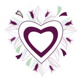 Heart frame of violet flowers and leaves stock illustration Heart frame of violet flowers and leaves stock illustration