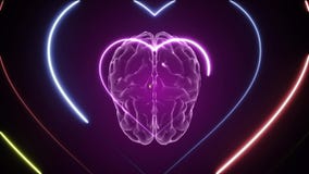 Heart pulse and brain animation 3d. Medical and scientific. Heartbeat background