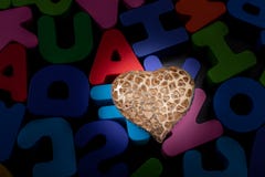 Heart shape icon and Colorful wooden Letters royalty free stock photography Heart shape icon and Colorful wooden Letters royalty free stock photography