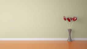Heart Shape Toy With Vase In Cream Wall And Orange Floor Room Stock Photos Heart Shape Toy With Vase In Cream Wall And Orange Floor Room Stock Photos