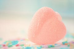 Heart shaped candy in sugar