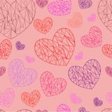 Hearts polygon pattern. Pink background royalty free illustration Hearts polygon pattern. Pink background royalty free illustration