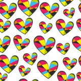 Hearts seamless vector pattern for girlish design. Girlish print with bright hearts on white. stock illustration Hearts seamless vector pattern for girlish design. Girlish print with bright hearts on white. stock illustration