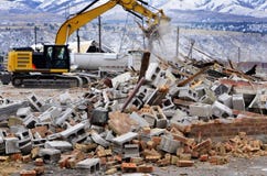 Heavy Equipment Tearing Down Building Construction Stock Photos Heavy Equipment Tearing Down Building Construction Stock Photos