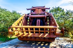 Heavy equipment used for the construction of the storm surge barrier of the Delta Works royalty free stock photography Heavy equipment used for the construction of the storm surge barrier of the Delta Works royalty free stock photography