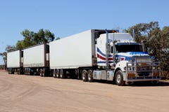 Heavy Freight Truck Trailer Transport By Road Train In Australia Royalty Free Stock Images