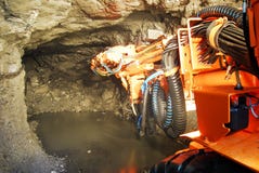 Heavy machine inside a mine shaft