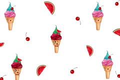 Helado en estilo brillante de la historieta stock de ilustración Helado en estilo brillante de la historieta stock de ilustración