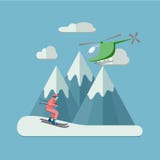Heliskiings vlakke illustratie vector illustratie Heliskiings vlakke illustratie vector illustratie