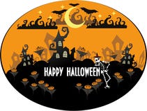 Helloween en fågelskrämma och ett skelett stock illustrationer Helloween en fågelskrämma och ett skelett stock illustrationer