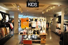 Clothing store with clothes for children in Helsinki stock image Clothing store with clothes for children in Helsinki stock image