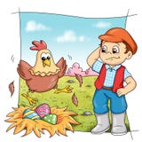 Hen in farm