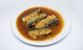 Heringe fischen Tomatensauce auf Weiß stockfotos Heringe fischen Tomatensauce auf Weiß stockfotos