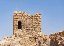 Herodian Strażowy wierza przy Masada w Izrael zdjęcia stock Herodian Strażowy wierza przy Masada w Izrael zdjęcia stock