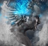 Heroe, Mythology, Man With Black Shapes, Studio Portrait Royalty Free Stock Photography Heroe, Mythology, Man With Black Shapes, Studio Portrait Royalty Free Stock Photography