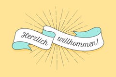 Herzlich Wllkommen, oud school uitstekend lint royalty-vrije illustratie Herzlich Wllkommen, oud school uitstekend lint royalty-vrije illustratie