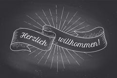 Herzlich Wllkommen, tappningband för gammal skola royaltyfri illustrationer Herzlich Wllkommen, tappningband för gammal skola royaltyfri illustrationer