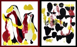 Het art. van de Penguinefamilie vector illustratie Het art. van de Penguinefamilie vector illustratie