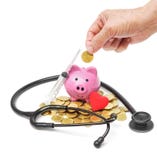 Het bejaarde besparingsgeld voor gezondheidszorg stock foto's Het bejaarde besparingsgeld voor gezondheidszorg stock foto's