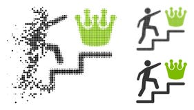 Het bewegen zich Pixelated Halftone Person Steps To Crown Icon vector illustratie Het bewegen zich Pixelated Halftone Person Steps To Crown Icon vector illustratie