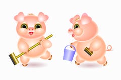 Het biggetje doet het schoonmaken royalty-vrije illustratie Het biggetje doet het schoonmaken royalty-vrije illustratie