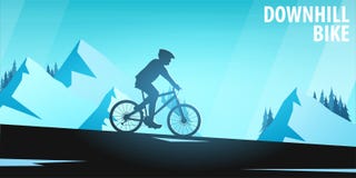 Het biking van de berg Bergaf fiets Sportbanner, actieve levensstijl Vector illustratie royalty-vrije illustratie Het biking van de berg Bergaf fiets Sportbanner, actieve levensstijl Vector illustratie royalty-vrije illustratie