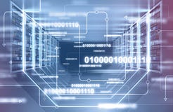 Het binnenland van de serverruimte, lijnen van code vector illustratie Het binnenland van de serverruimte, lijnen van code vector illustratie