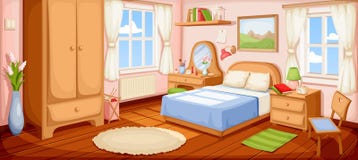 Het Binnenland van de slaapkamer Vector illustratie vector illustratie Het Binnenland van de slaapkamer Vector illustratie vector illustratie