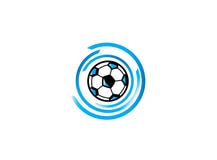 Het blauw van het voetbalpictogram voor embleemontwerp, op witte achtergrondgevolgenillustratie die wordt geïsoleerd vector illustratie Het blauw van het voetbalpictogram voor embleemontwerp, op witte achtergrondgevolgenillustratie die wordt geïsoleerd vector illustratie