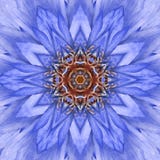 Het blauwe Concentrische ontwerp van Mandala Kaleidoscopic van het Bloemcentrum royalty-vrije stock foto's Het blauwe Concentrische ontwerp van Mandala Kaleidoscopic van het Bloemcentrum royalty-vrije stock foto's