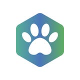 Het blauwe en groene pictogram van de gradiënt vector hexagon vorm met de dieren Geïsoleerde de pictogrammen van de kattenpoot di vector illustratie Het blauwe en groene pictogram van de gradiënt vector hexagon vorm met de dieren Geïsoleerde de pictogrammen van de kattenpoot di vector illustratie