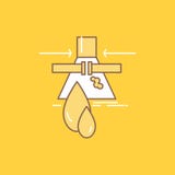 Het chemische product, Lek, Opsporing, Fabriek, verontreinigings Vlakke Lijn vulde Pictogram Mooie Embleemknoop over gele achterg vector illustratie Het chemische product, Lek, Opsporing, Fabriek, verontreinigings Vlakke Lijn vulde Pictogram Mooie Embleemknoop over gele achterg vector illustratie