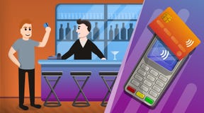 Het conceptenachtergrond van de Nfctechnologie, beeldverhaalstijl stock illustratie Het conceptenachtergrond van de Nfctechnologie, beeldverhaalstijl stock illustratie