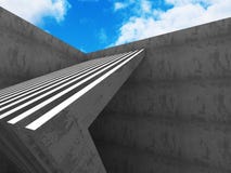 Het donkere concrete binnenland van de kelderverdiepingsruimte met uitgangslicht Architectu Stock Afbeeldingen