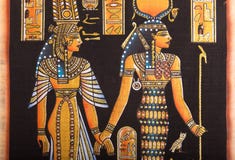 Het Egyptische schilderen op papyrus Stock Afbeelding Het Egyptische schilderen op papyrus Stock Afbeelding