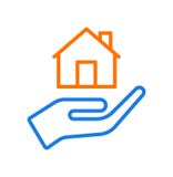 Het embleem van de handthuiszorg stock illustratie Het embleem van de handthuiszorg stock illustratie