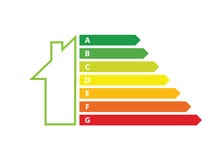 Het etiketsymbool van de huishoudenenergie stock illustratie Het etiketsymbool van de huishoudenenergie stock illustratie