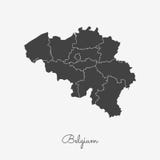Het gebied van België kaart: grijs overzicht op wit royalty-vrije illustratie Het gebied van België kaart: grijs overzicht op wit royalty-vrije illustratie