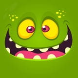 Het gelukkige gezicht van het beeldverhaalmonster Vectorhalloween-illustratie van groene opgewekte monster of zombie stock illustratie Het gelukkige gezicht van het beeldverhaalmonster Vectorhalloween-illustratie van groene opgewekte monster of zombie stock illustratie