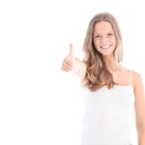 Het gelukkige tiener geven beduimelt omhoog stock afbeeldingen Het gelukkige tiener geven beduimelt omhoog stock afbeeldingen
