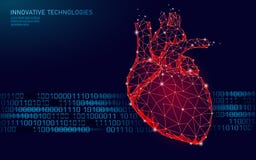 Het gezonde menselijke hart slaat 3d geneeskunde model lage poly Driehoek verbonden het punt rode achtergrond van de puntengloed stock illustratie Het gezonde menselijke hart slaat 3d geneeskunde model lage poly Driehoek verbonden het punt rode achtergrond van de puntengloed stock illustratie