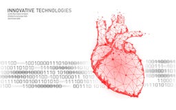 Het gezonde menselijke hart slaat 3d geneeskunde model lage poly Driehoek verbonden het punt rode achtergrond van de puntengloed stock illustratie Het gezonde menselijke hart slaat 3d geneeskunde model lage poly Driehoek verbonden het punt rode achtergrond van de puntengloed stock illustratie