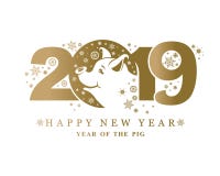 Het gouden hoofd 2019 van het patroonvarken royalty-vrije illustratie Het gouden hoofd 2019 van het patroonvarken royalty-vrije illustratie